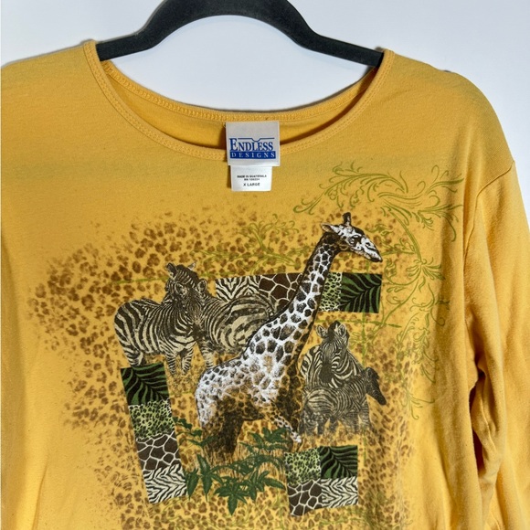 Vintage Endless Designs Crewneck Yellow Giraffe Nature Sweatshirt Adult Size XL - Picture 2 of 4